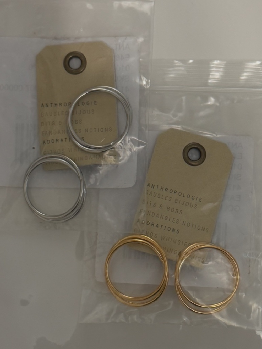 NWT 2 pairs of Anthropologie Lot of Silver & Gold Earrings 14k gold plated post
